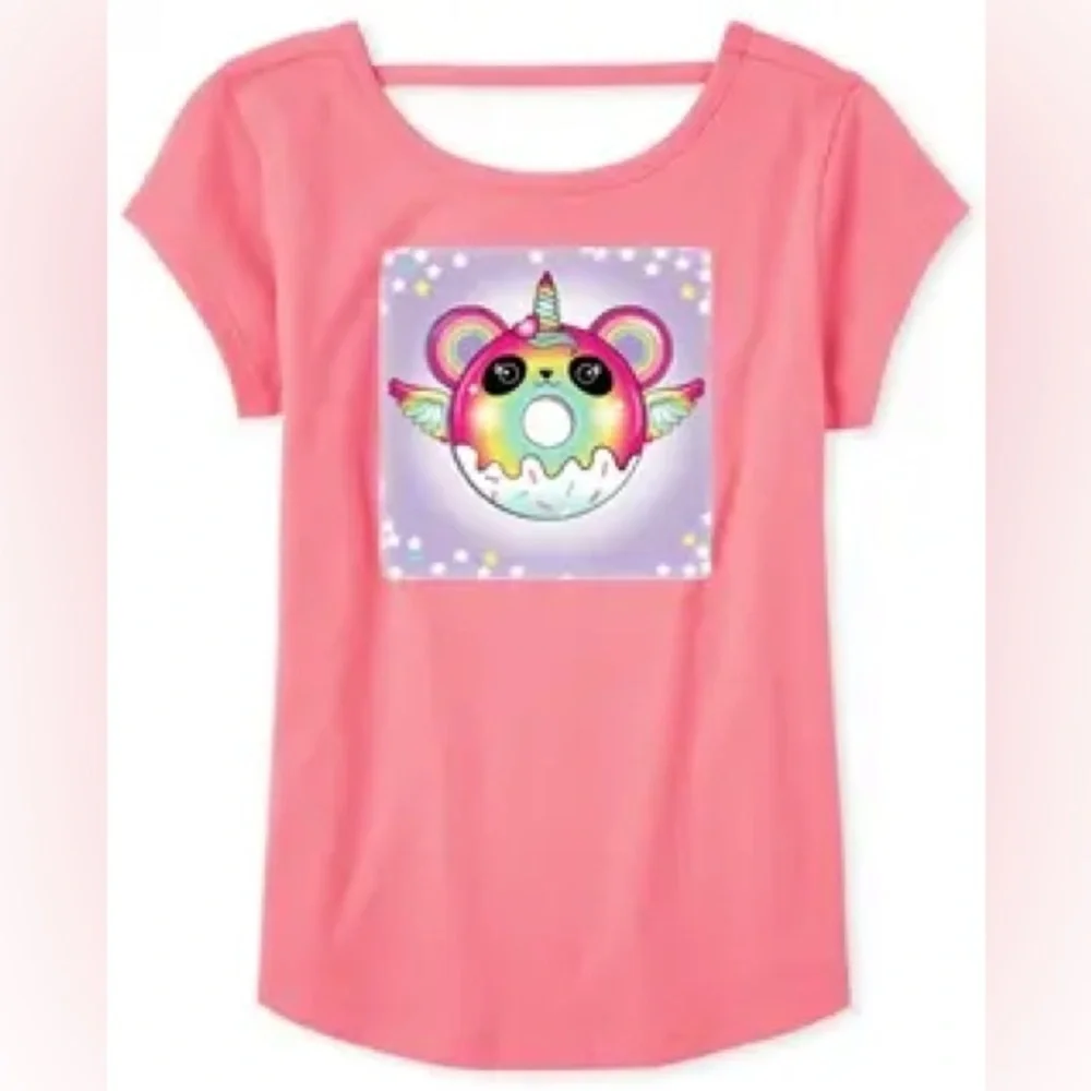 THE CHILDREN PLACE girls Lenticular Pandacorn Donut Cut Out Top